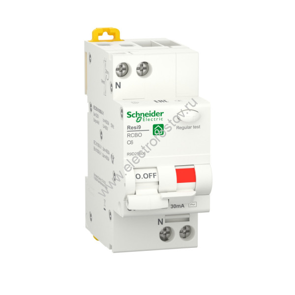 Resi9 Автоматический выключатель диф. тока (АВДТ) 1P+N С06 30мА АC Schneider Electric