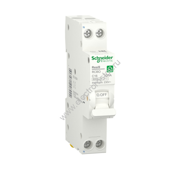 Resi9 Автоматический выключатель диф. тока (ДИФ) 1P+N С 16А 6000A 30мА 18mm тип AC