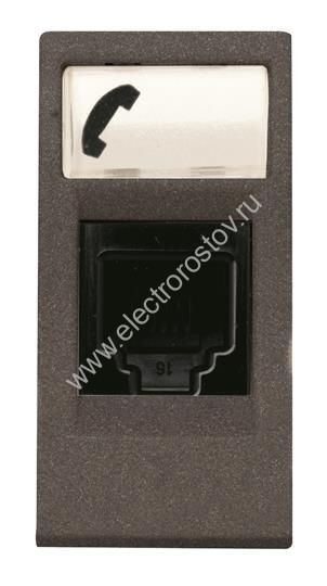 Zenit Антрацит Розетка телефонная на 6 контактов,  RJ12, 1 мод ABB