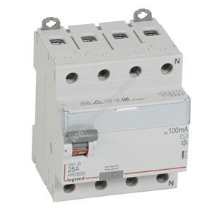 DX3 Выключатель диф. тока (УЗО) 4P 25A 100мА AC Legrand