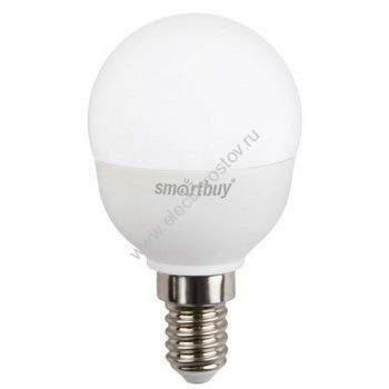 Лампа светодиодная LED ШАР 7Вт E14 3000K 600Лм Smartbuy
