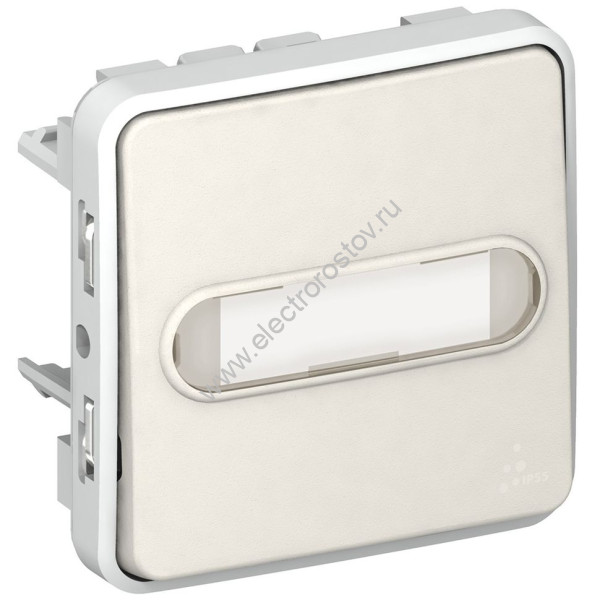 Plexo Белый Выключатель кнопочный с подсветкой Н.О. контакт, с держателем этикетки 10A Legrand