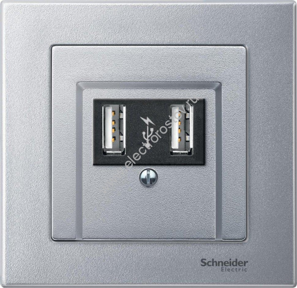 Merten SM Алюминий Накладка аудиорозетки 2-ой (мех М46701х) Schneider Electric