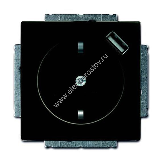 Basic 55 Шато Черный Розетка Schuko с USB 16А, 700 мА безвинтовые клеммы ABB