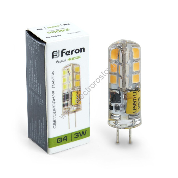Лампа светодиодная LED G4 3вт 12В 4000K FERON