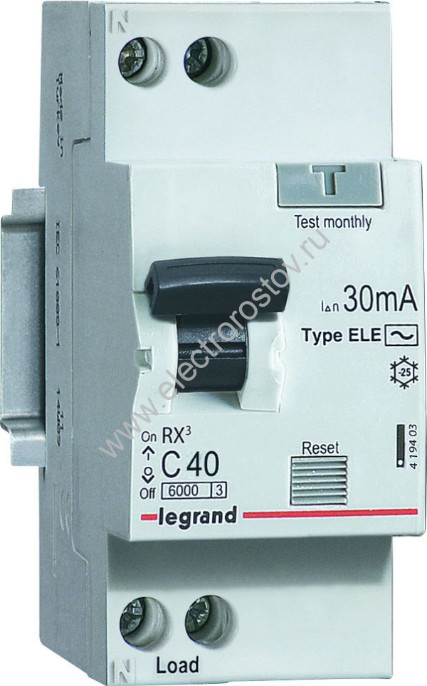 RX3 Автоматический выключатель диф. тока (АВДТ) 1P+N C25 30мA АС Legrand