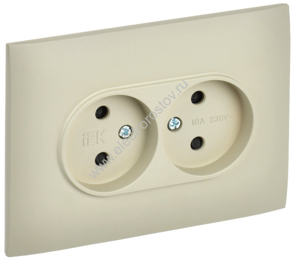 IEK SKANDY Бежевый Розетка 2-ая б/з с защитными шторками 10А в сборе SK-R09B