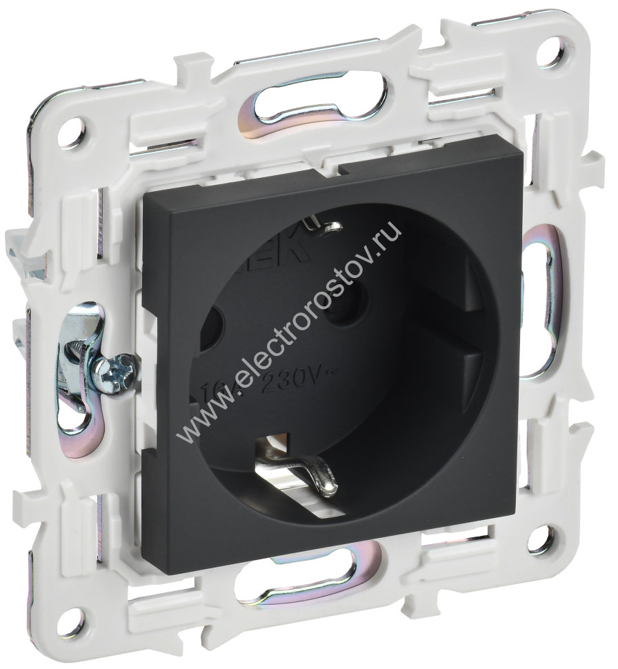 IEK SKANDY Графит Розетка с/з с защитными шторками 16А б/к SK-R06G