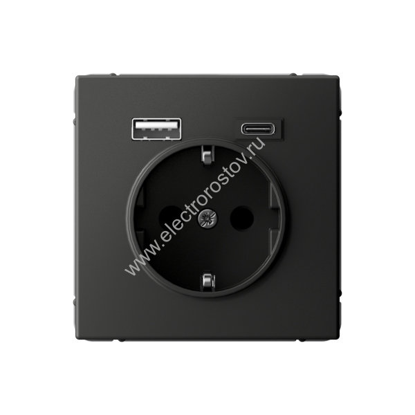 Systeme Electric ArtGallery Базальт Розетка 16А с 2 USB A+C, 5В/2,4А/3,0А, 2х5В/1,5А, механизм