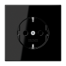 LS 990 Черный глянцевый Розетка с/з безвинт. зажим со шторками JUNG