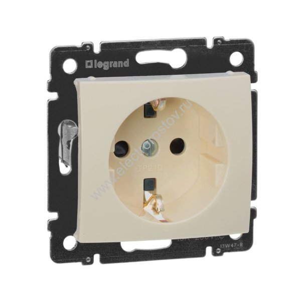Valena Слоновая кость Розетка 1-ая с заземлением, с защитными шторками Legrand