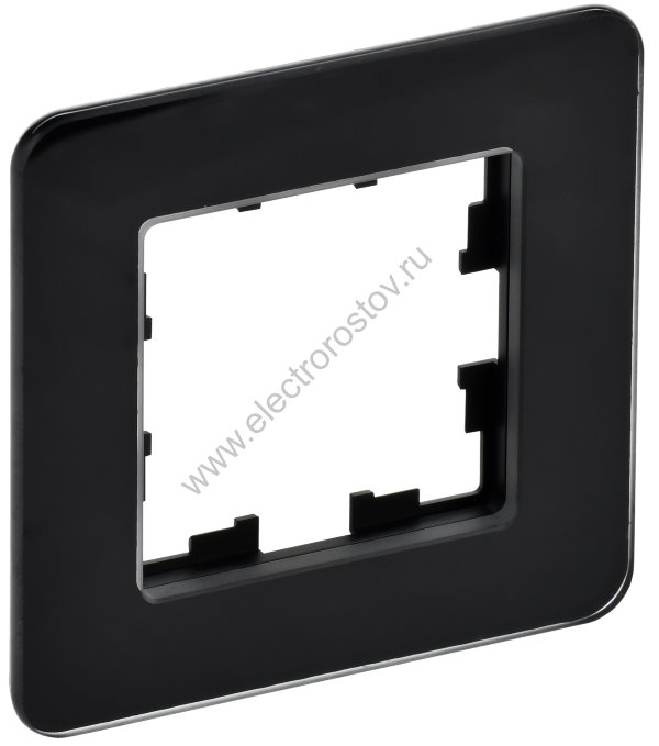 IEK BRITE DECOR Черный матовый стекло скругл.угол Рамка 1-мест. РУ-1-2-Бр RE