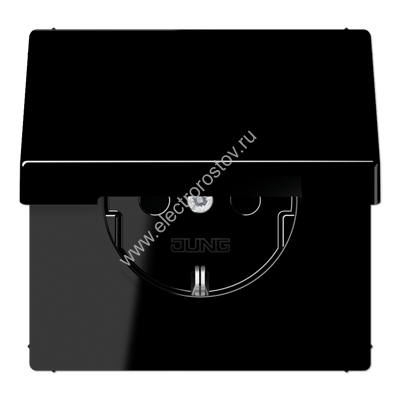 LS 990 Черный глянцевый Розетка с/з безвинт. с крышкой JUNG