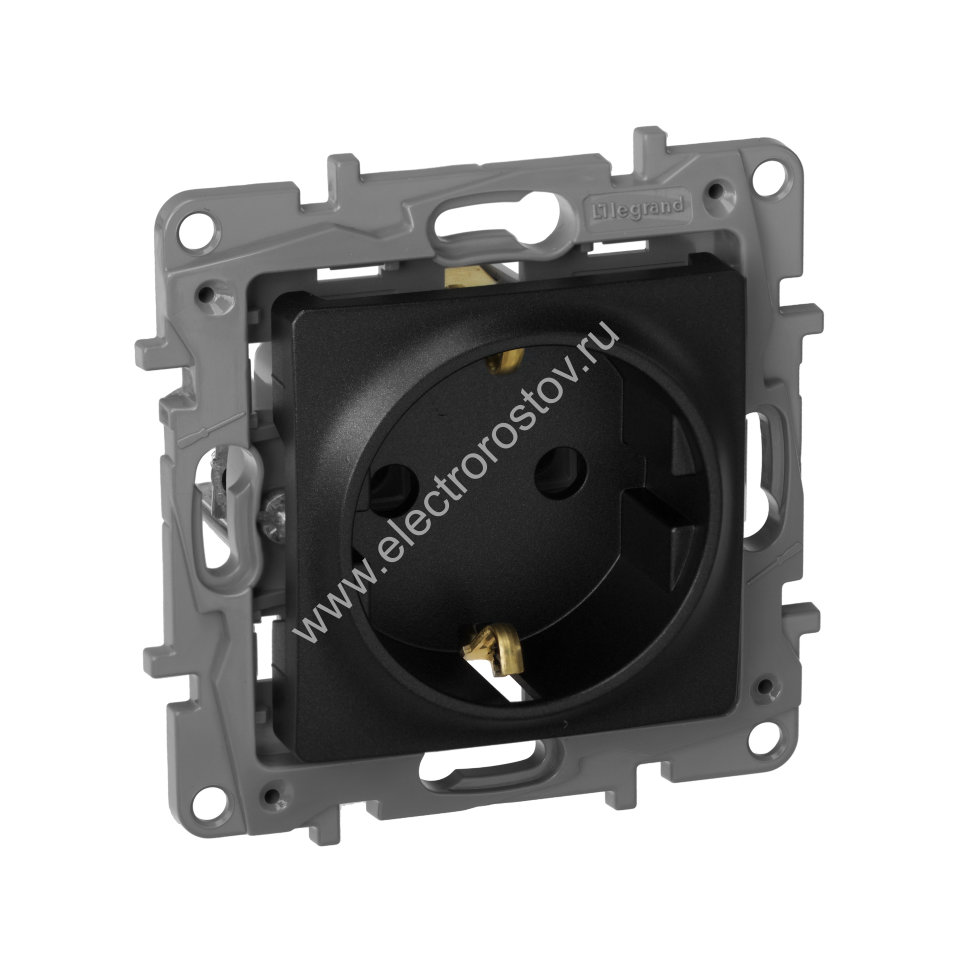Etika Антрацит Розетка 1-ая с/з, винт. клеммы Legrand