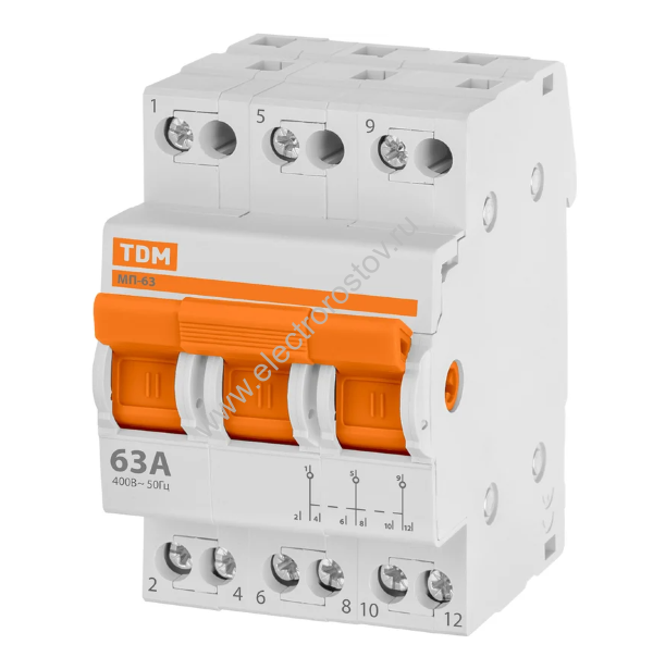 Модульный переключатель трехпозиционный МП63 3P 63A TDM