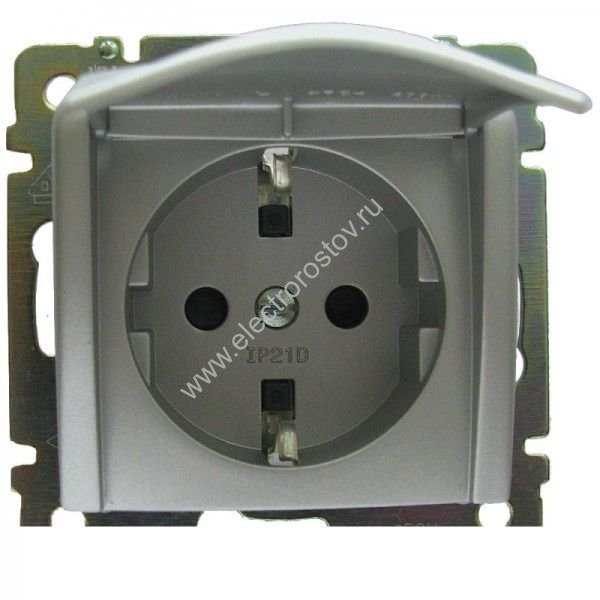 Valena Алюминий Розетка 1-ая с крышкой с заземлением Legrand