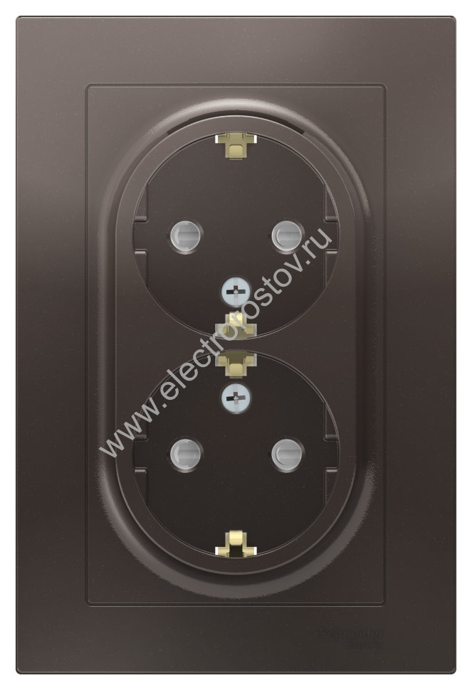 AtlasDesign Мокко Розетка 2-ая с/з со шторками Schneider Electric