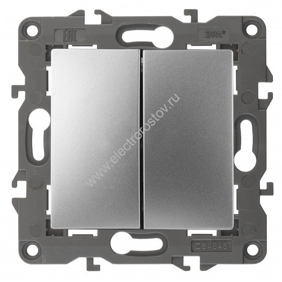 Elegance Алюминий Выключатель двухклавишный ЭРА