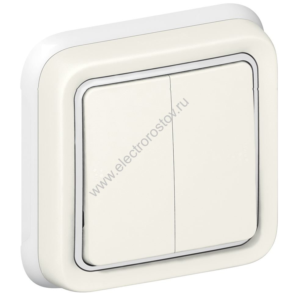Plexo Белый Переключатель 2-клавишный встраиваемый,в сборе IP55 Legrand
