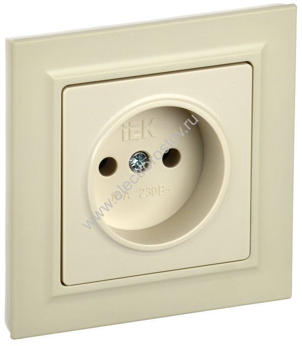 IEK BRITE Бежевый Розетка без з/к/ш 10А в сборе РСР10-1-0-БрКр