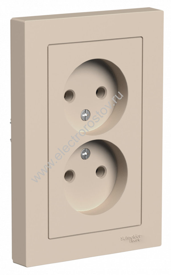 AtlasDesign Песочный Розетка 2-ая без заземления, в сборе Schneider Electric