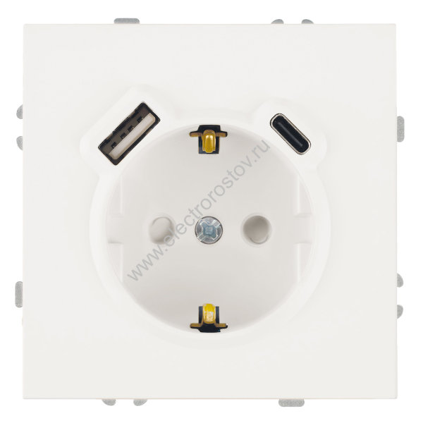 STEKKER Эмили Белый фарфор, soft touch Розетка 1-местная + USB + Type C 20W