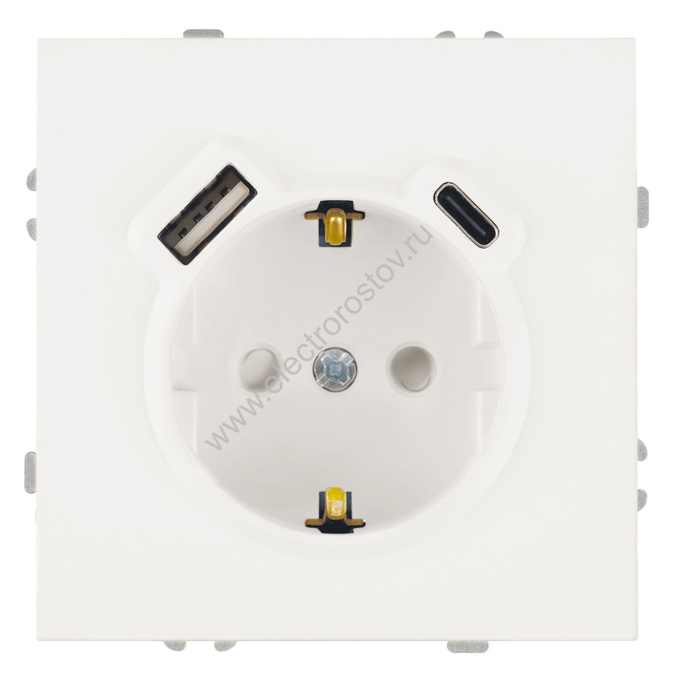 STEKKER Эмили Белый фарфор, soft touch Розетка 1-местная + USB + Type C 20W