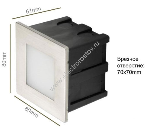 Встраиваемый светильник для подсветки цоколя и ступеней LED 220V, 1,5Вт, 4000K, IP65 IMEX