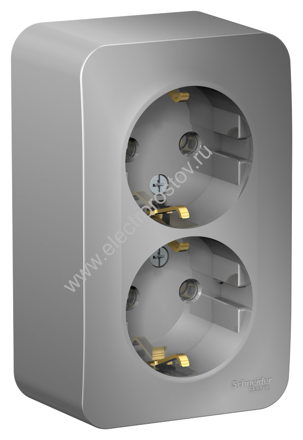 Blanca наруж Алюминий Розетка 2-ая с/з без шторок 16А, 250В, изолир. пластина Schneider Electric
