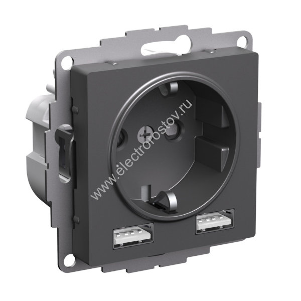 AtlasDesign Базальт Розетка + USB Розетка A+A, 1x2,4A или 2х1,2А Schneider Electric