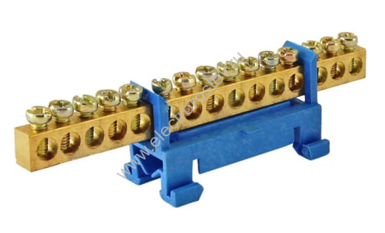 Шина "N" нулевая с изолятором на DIN-рейку 6х9мм 15 групп стойка мал. TDM