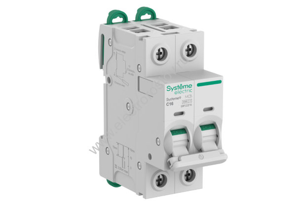 Systeme Electric Systeme9 Автоматический выключатель (АВ) C 16A 2P 6kA 400В