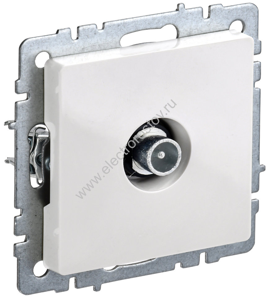 IEK BRITE BASE Белый Розетка TV проходная РТВ10-0-БрБ