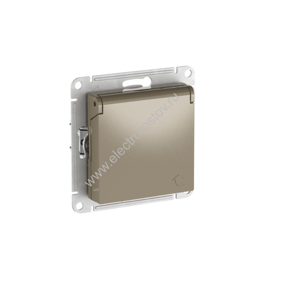 AtlasDesign Шампань Розетка 1-ая с/з со шторк. с крышкой с быстрозажим. клеммами Schneider Electric