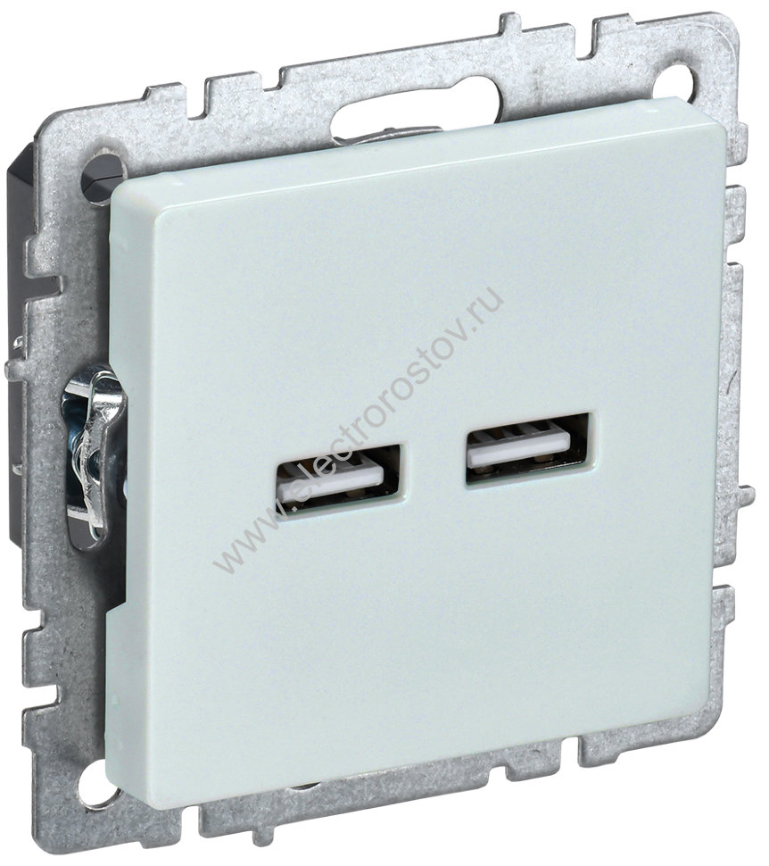 IEK BRITE BASE Жемчуг Розетка USB A+A 3,1А РЮ10-1-БрЖ