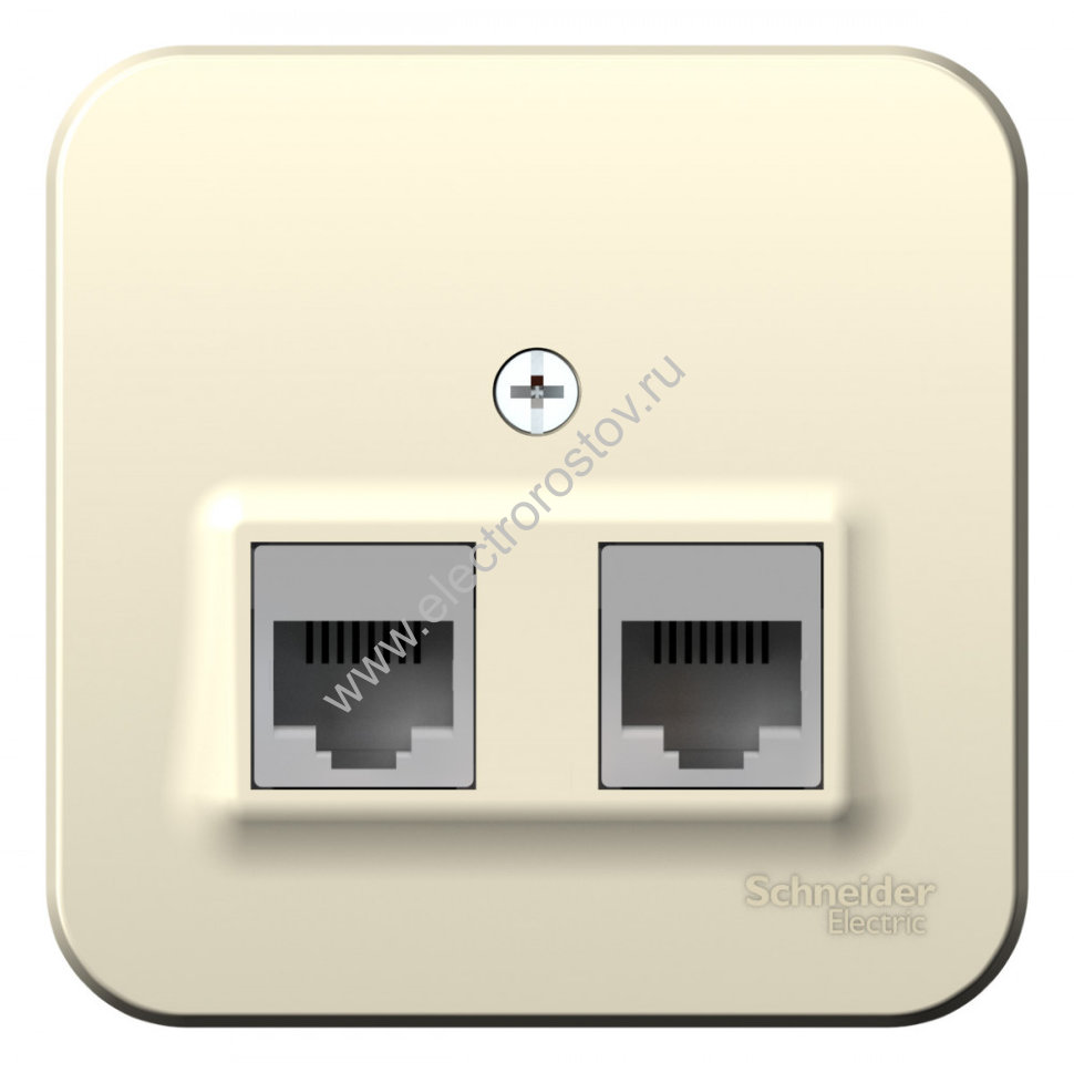 Blanca наруж Молочный Розетка 2-ая компьютерная RJ45, кат.5E, изолир. пластина Schneider Electric