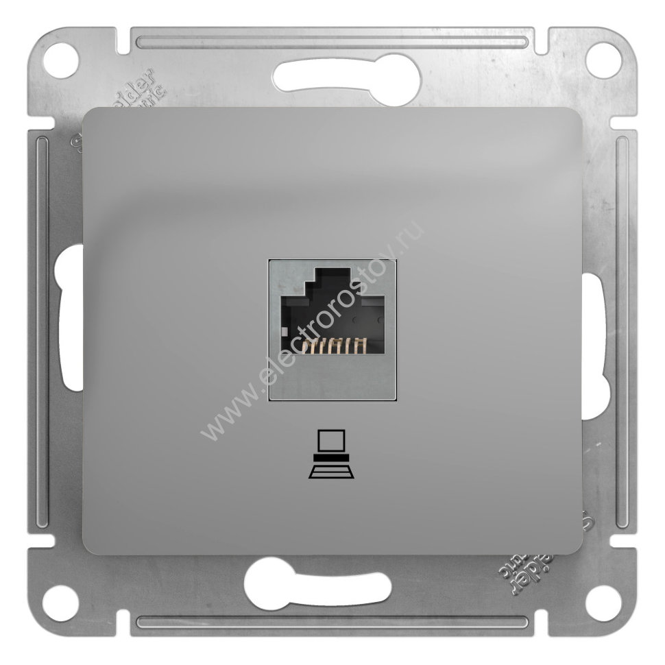 Glossa Алюминий Розетка компьютерная 1-ая RJ45, кат. 5е Schneider Electric