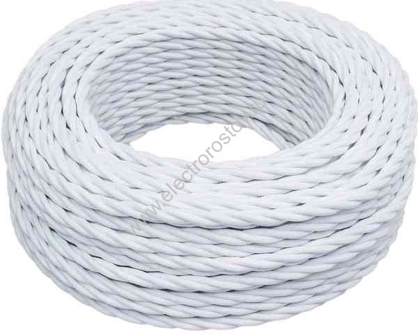 Витой провод 2*1,5, белый, глянцевый 150м