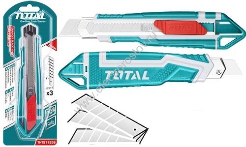 Нож пистолетный 18мм 100мм, 3 лезвия TOTAL