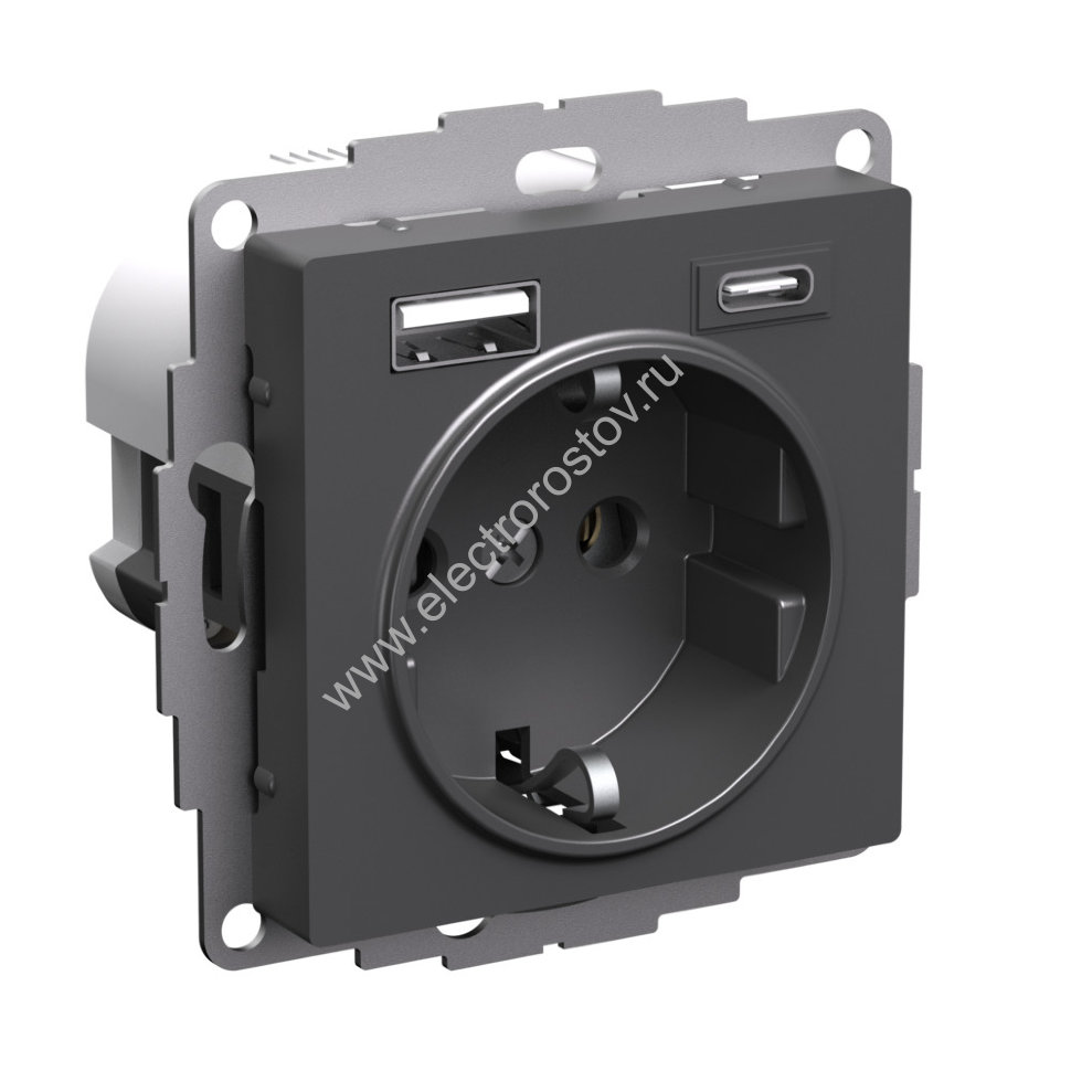 AtlasDesign Базальт Розетка + USB Розетка A+C 1x5 В/2,4А; 3,0 А; 2х5В/1,5А Schneider Electric