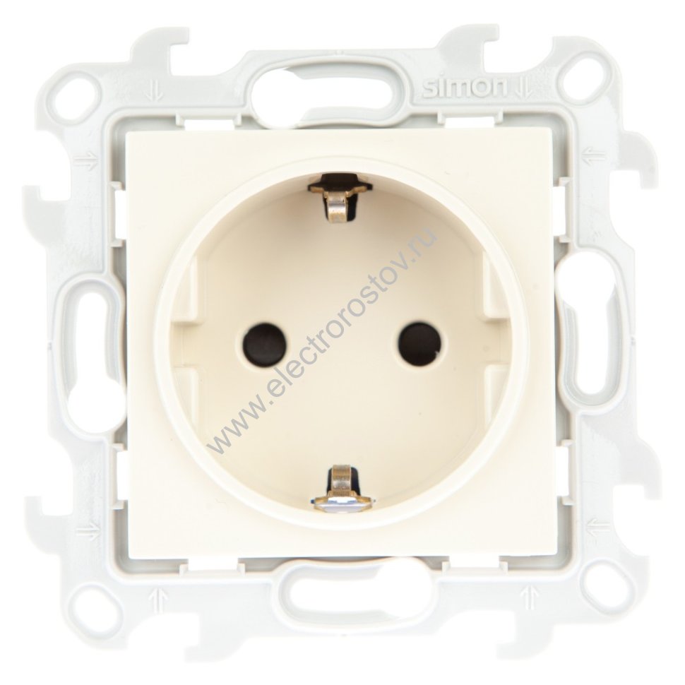 Simon 24 Слоновая кость Розетка 1-ая с заземлением, с защитными шторками Simon