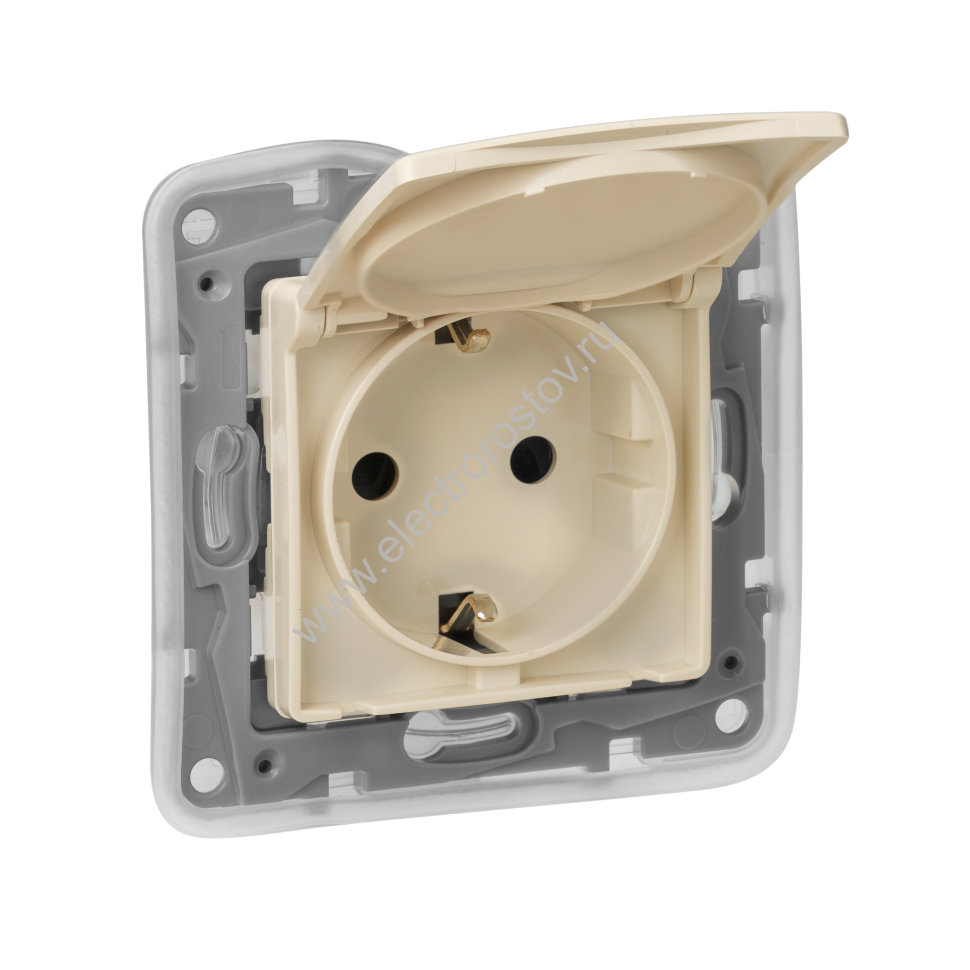 Etika Слоновая кость Розетка 1-ая с/з с крышкой IP44 Legrand