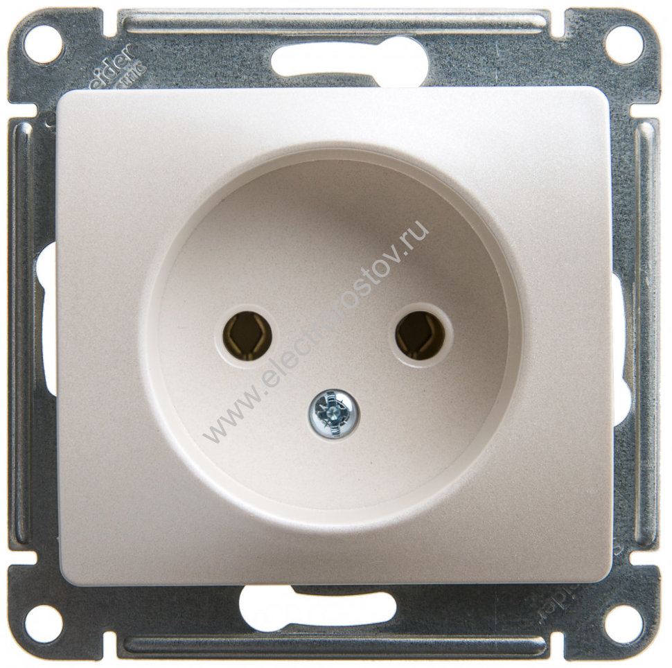 Glossa Перламутр Розетка 1-ая без заземления Schneider Electric