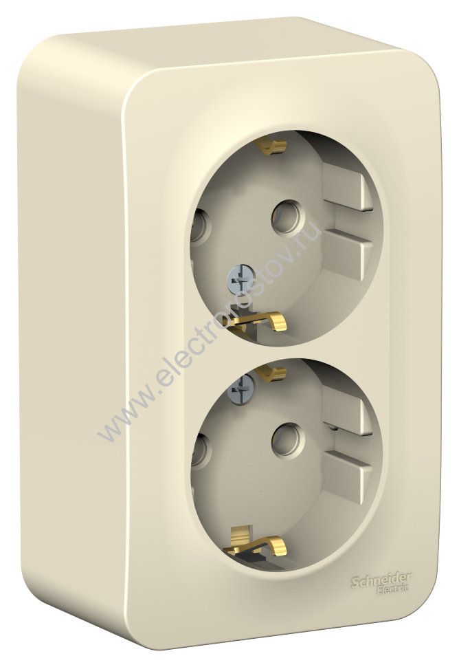 Blanca наруж Молочный Розетка 2-ая с/з без шторок 16А, 250В, изолир. пластина Schneider Electric