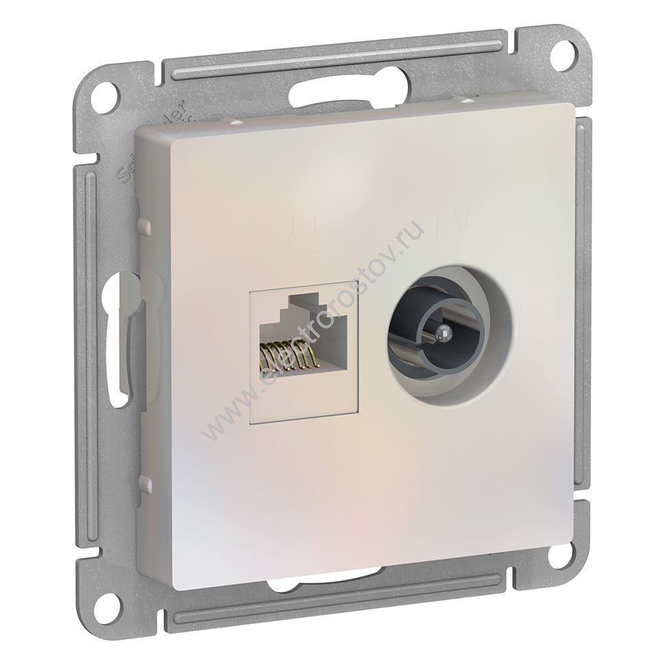 AtlasDesign Жемчуг Розетка двойная ТВ+комп RJ45, кат. 5е Schneider Electric