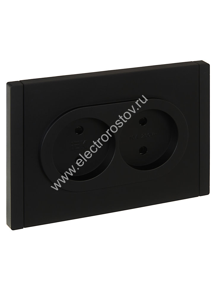 IEK FORTE&PIANO Черный Розетка 2-я б/з со шт безвинтовое крепление10А FP125