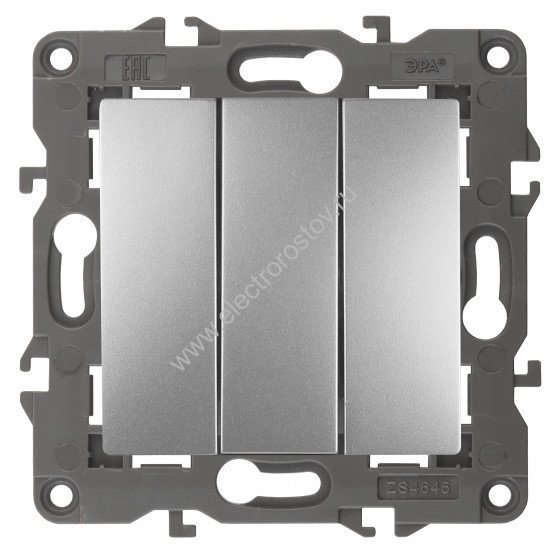 Elegance Алюминий Выключатель трехклавишный ЭРА