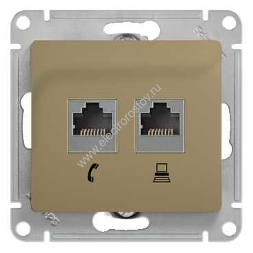 Glossa Титан Розетка компьютерная + телеф. RJ11+RJ45, кат.5e Schneider Electric