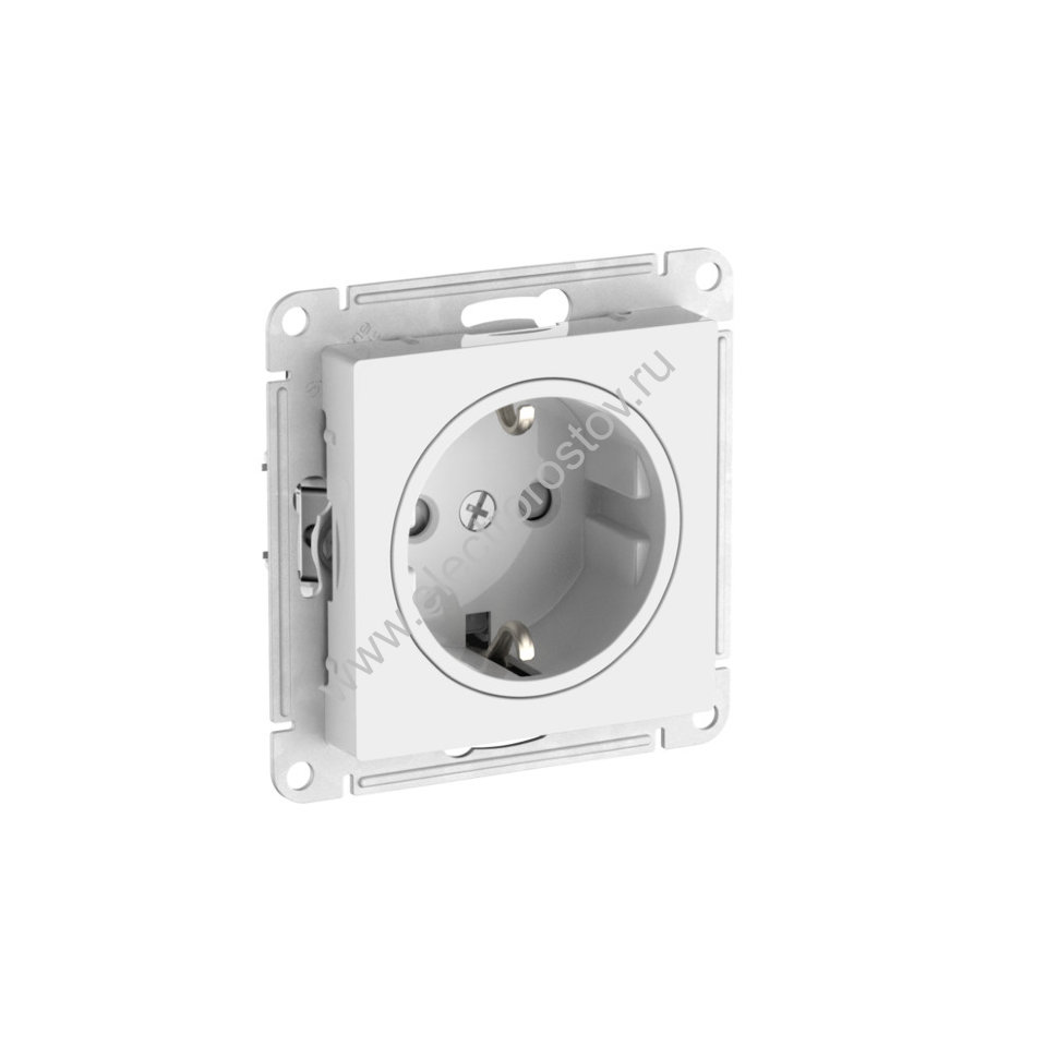 AtlasDesign Art Белый Розетка с заземлением со шторками c быстрозажим. клеммами Schneider Electric