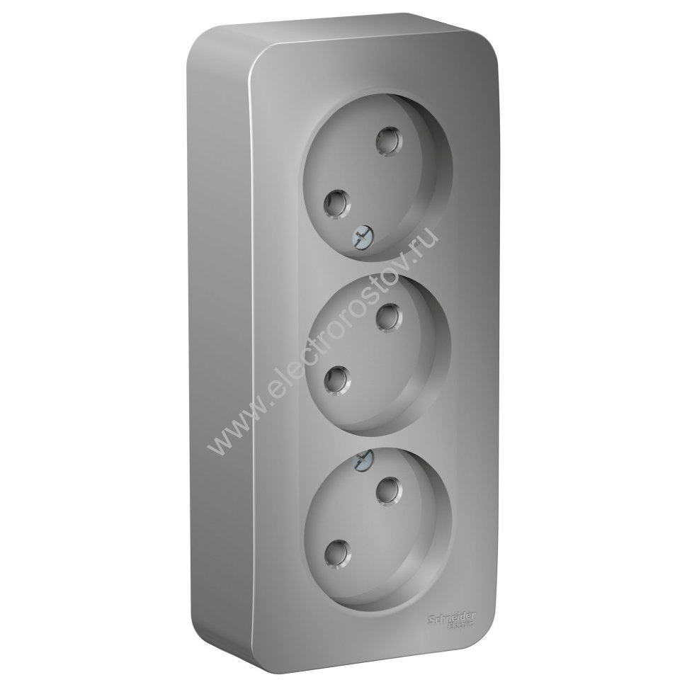 Blanca наруж Алюминий Розетка 3-ая б/з без шторок 16А, 250В, изолир. пластина Schneider Electric